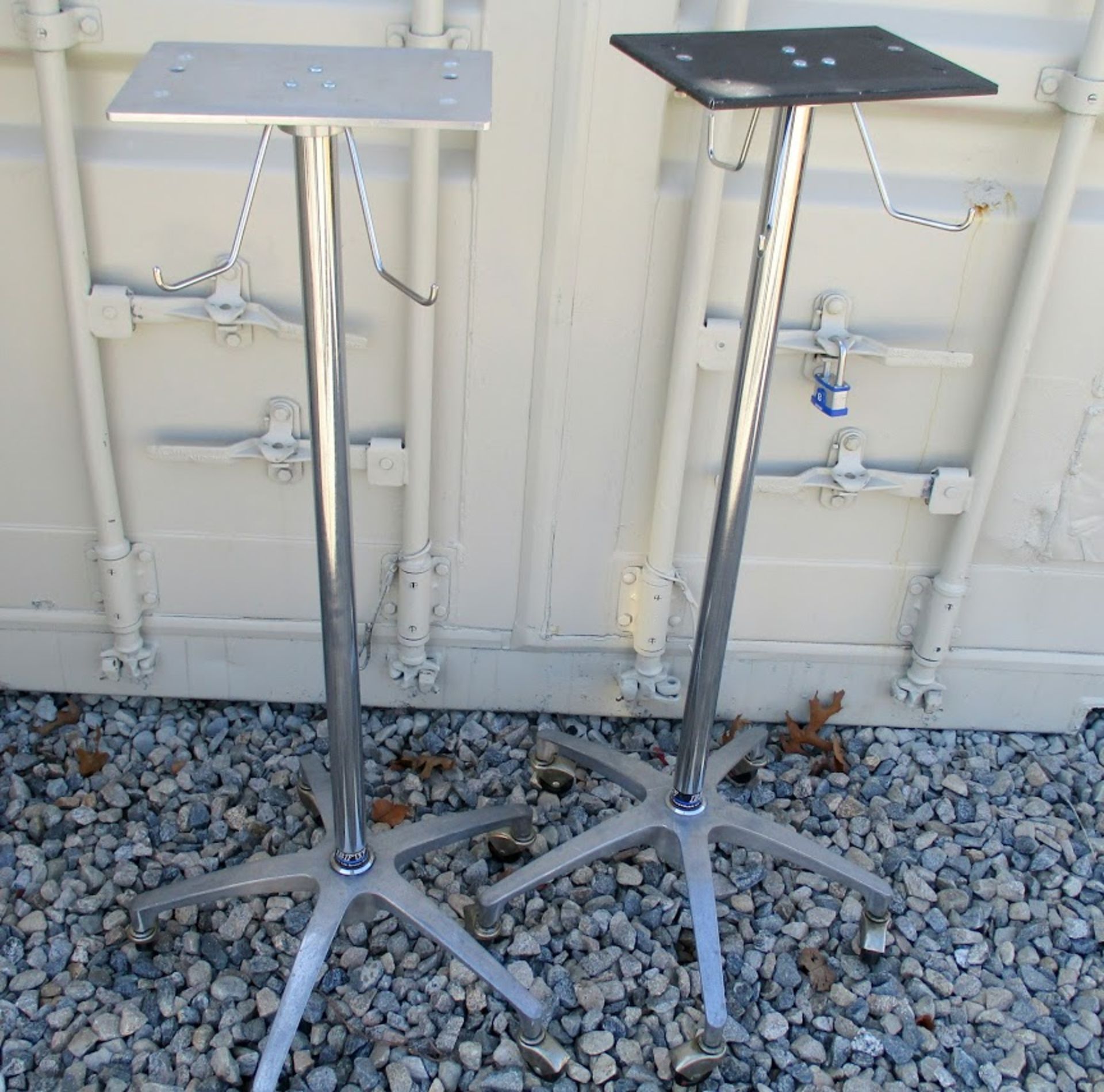 Lot of 2 Wheeled medical stands
