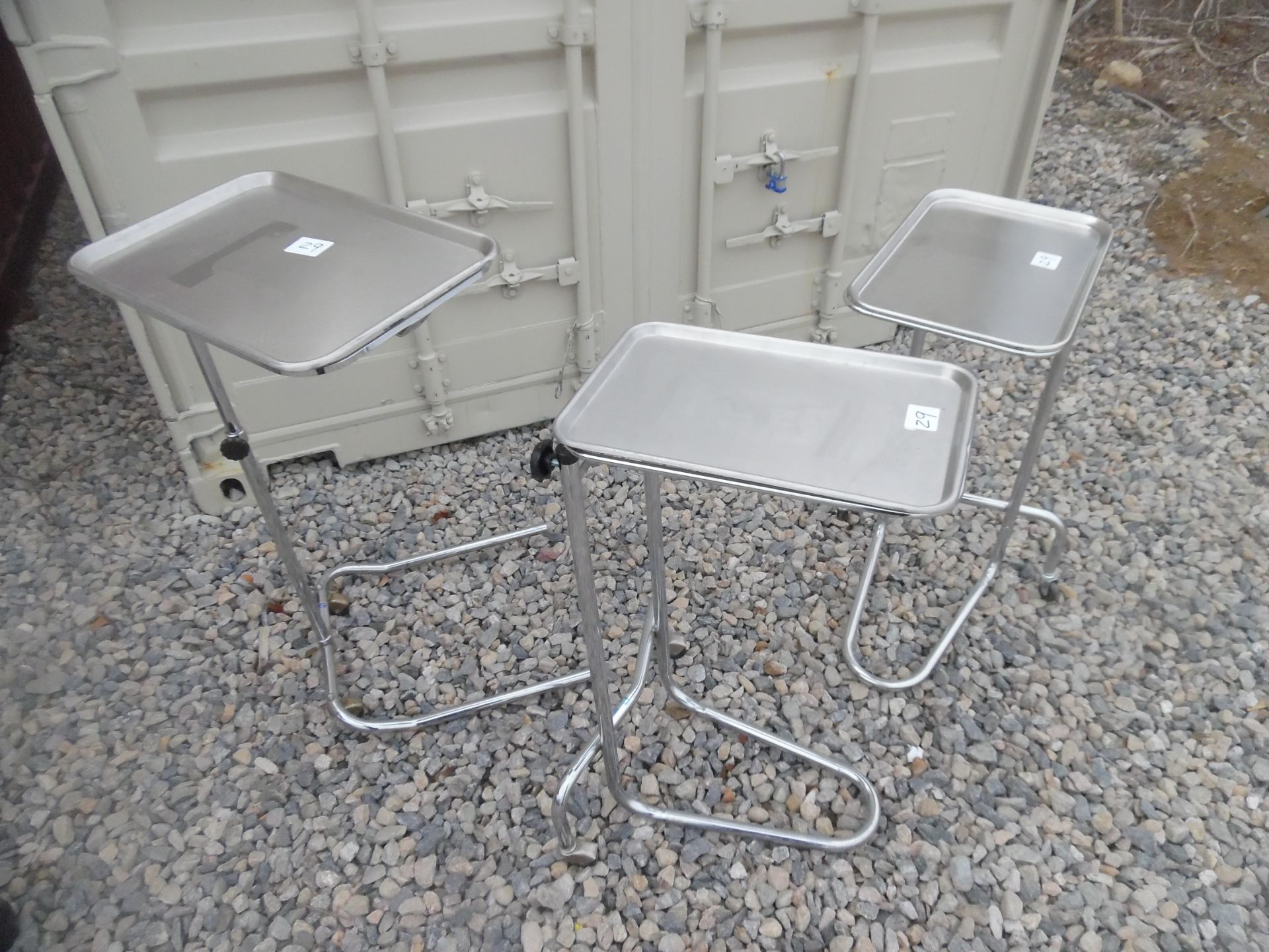 Lot of 3 Medical/surgical stands with trays. - Image 2 of 4