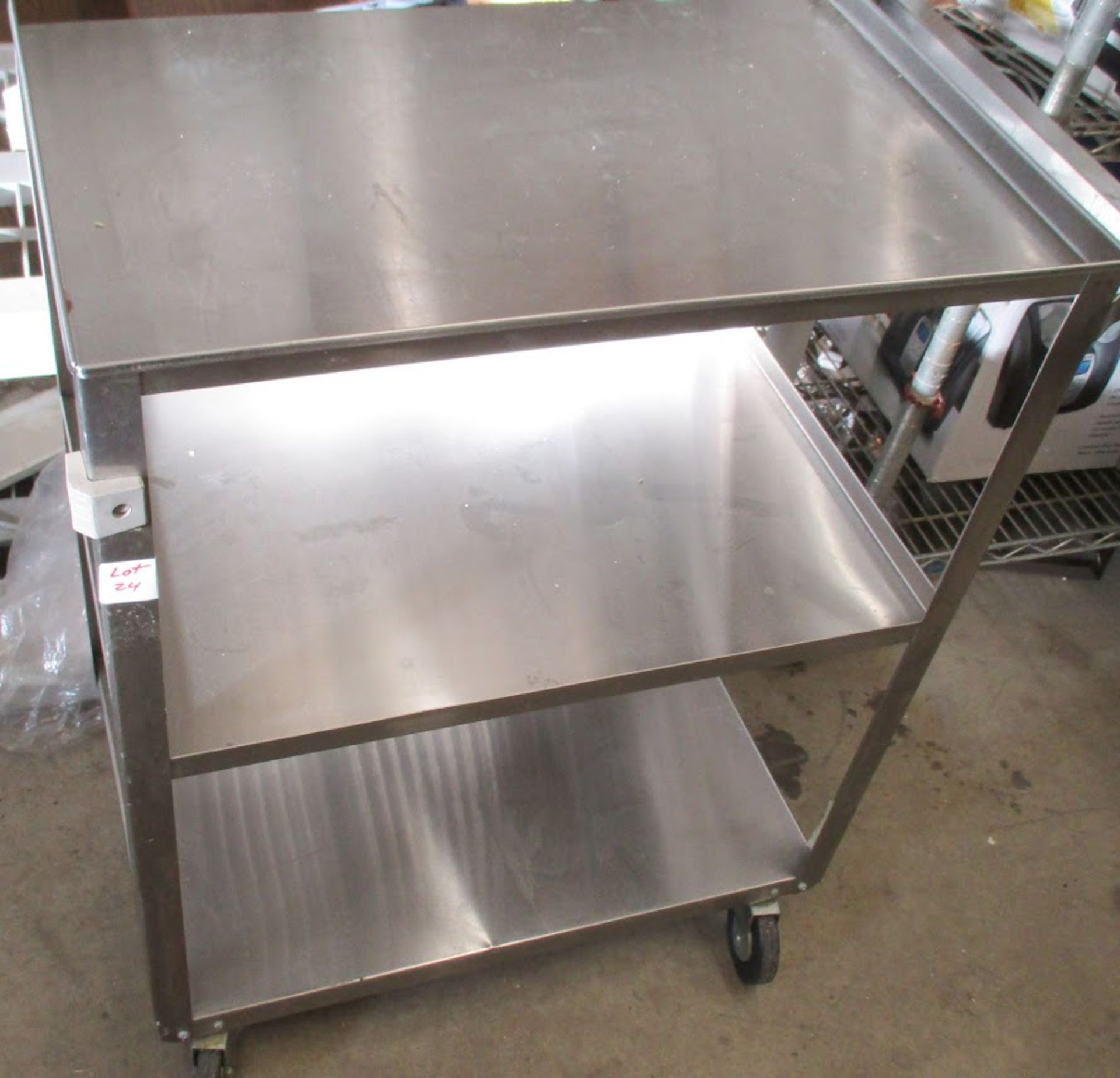 Stainless Steel wheeled medical cart with shelves. - Image 2 of 2