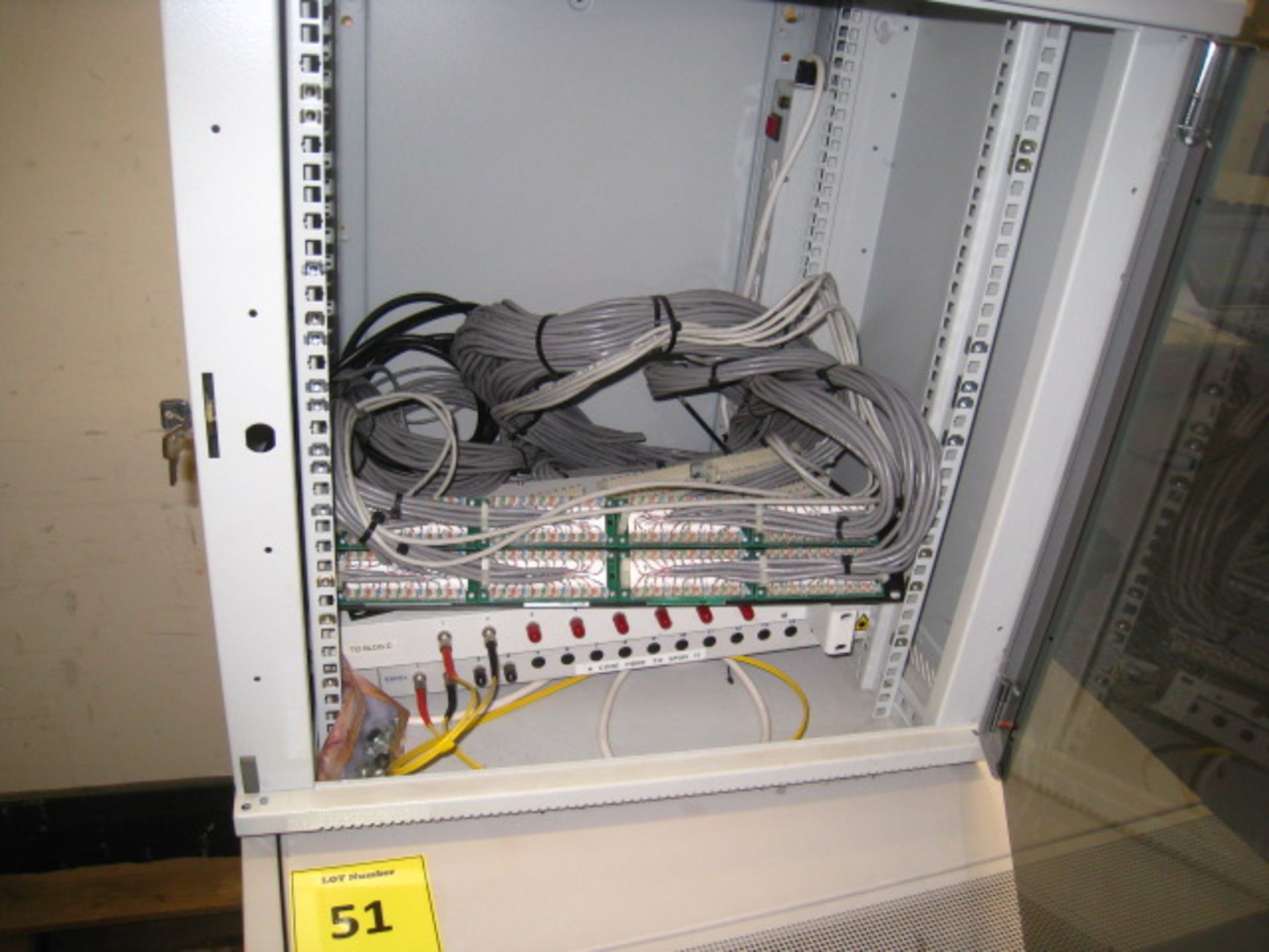 COMMS CABINET IN VERY CLEAN CONDITION WITH KEYS AND CONTAINING PATCH PANELS & A COUPLE OF - Image 3 of 3