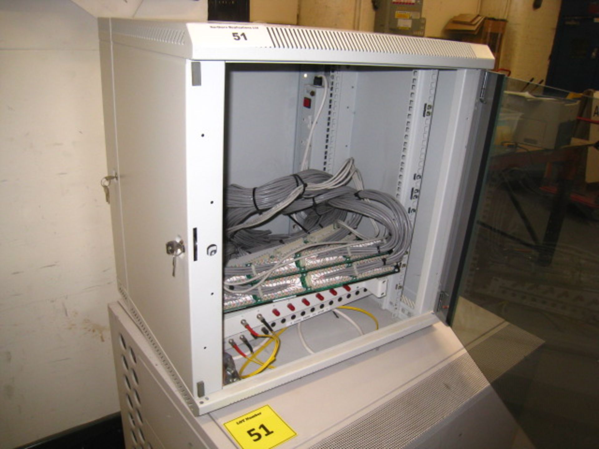 COMMS CABINET IN VERY CLEAN CONDITION WITH KEYS AND CONTAINING PATCH PANELS & A COUPLE OF - Image 2 of 3