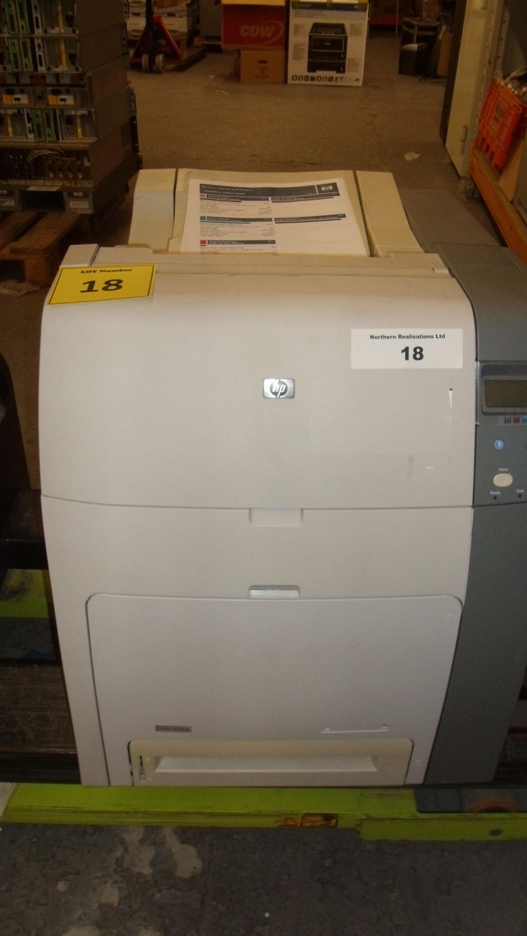 HP COLOUR LASERJET 4700 PRINTER WITH TEST PRINT.