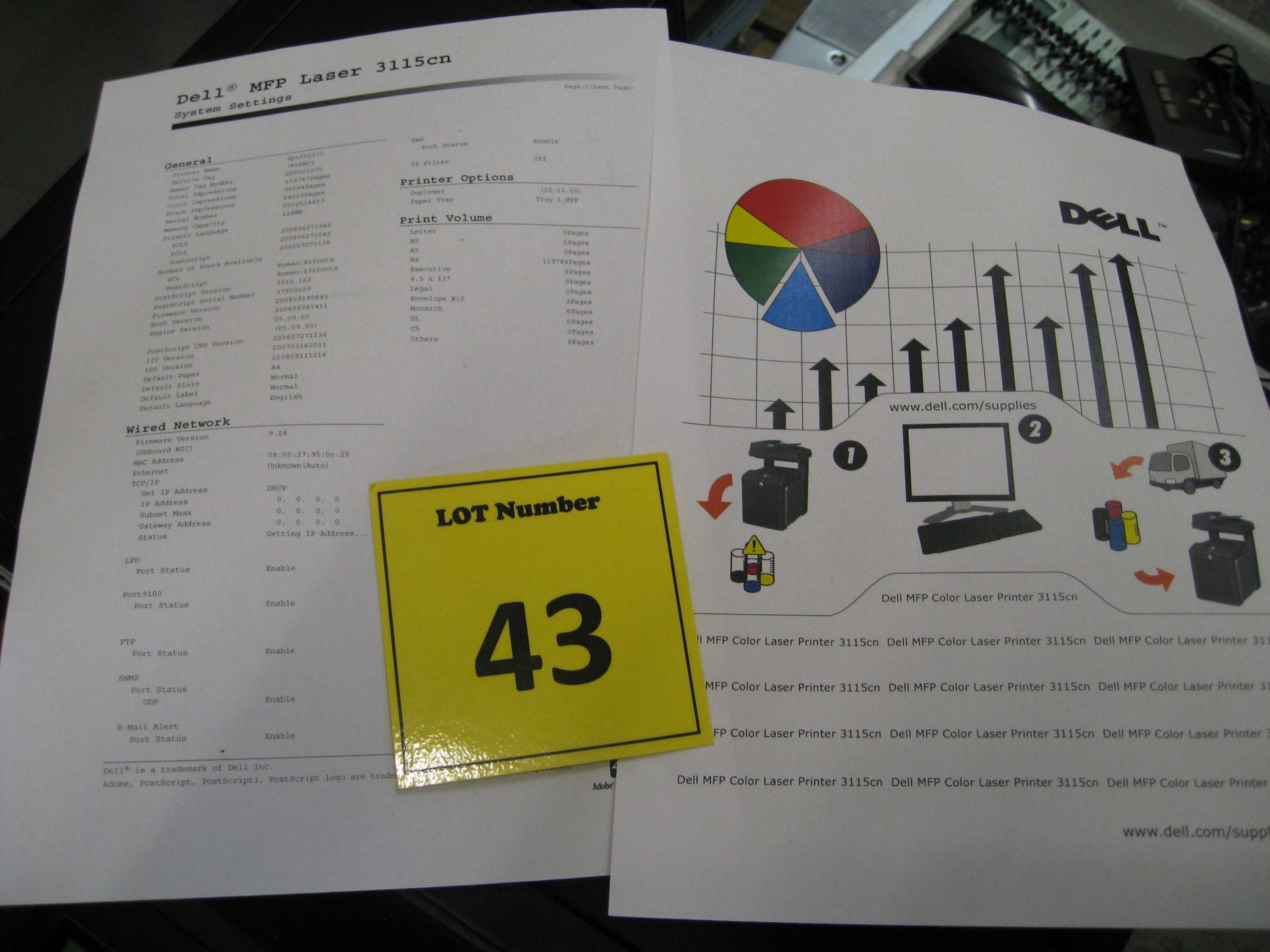 DELL MFP COLOUR LASER PRINTER. MODEL 3115CN. WITH TEST PRINT. - Image 2 of 2