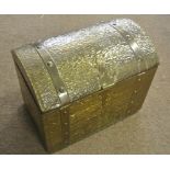 ANTIQUE/ HOME - A vintage brass covered coal/ stick box, in the form of a pirates treasure chest,