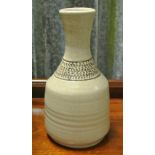 CERAMIC/ HOME - A decorative studio pottery vase with decorative boarder, no visible makers mark.