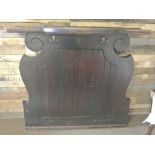ARCHITECTURAL/ HOME - A large & heavy wooden carved bar counter with coot hooks under counter top.