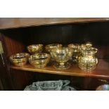 GLASSWARE - A set of 6 vintage glass desert bowls with gold etched detail, along with a matchng