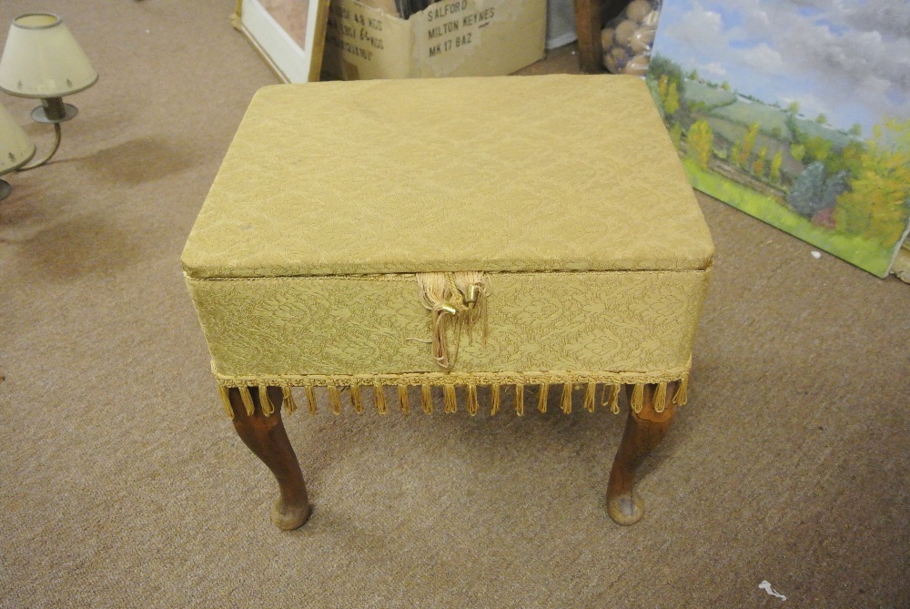 FURNITURE/ HOME - A vintage sewing box stool, complete with related contents.