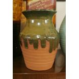 VINTAGE/ CERAMIC - A vintage ceramic terracotta vase with green glaze, no visible makers marks.