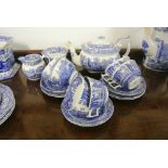 SPODE - A collection of 19 Spode 'Italian' blue & white pieces to include a large teapot, sugarbowl,
