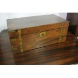 FURNITURE/ HOME - A stunning Mahogany & brass writing slope with black leather baize, requiring some