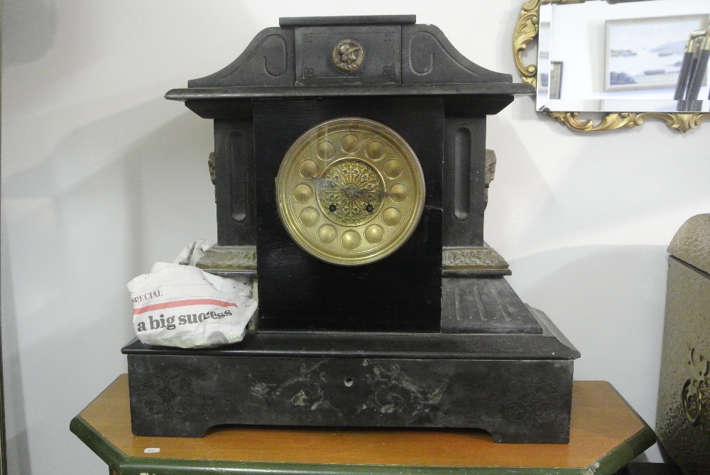 ANTIQUE/ CLOCK - A large slate Mantle clock in need of some restoration. Measures