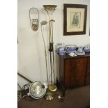 FURNITURE/ HOME - A set of 2 antique brass style floor lamps to include an uplighter & a posable