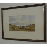 MAURICE MCALEESE - An original framed watercolour of men cutting/ collection turf, signed by the