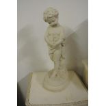 FURNITURE/ HOME - An ornemental stone/ cement statue of a girl with doves, measuring 47cm tall.