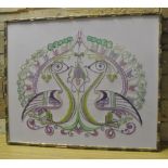 ART - A decorative frame embroidery in purple & green colours, measuring 60x50cm