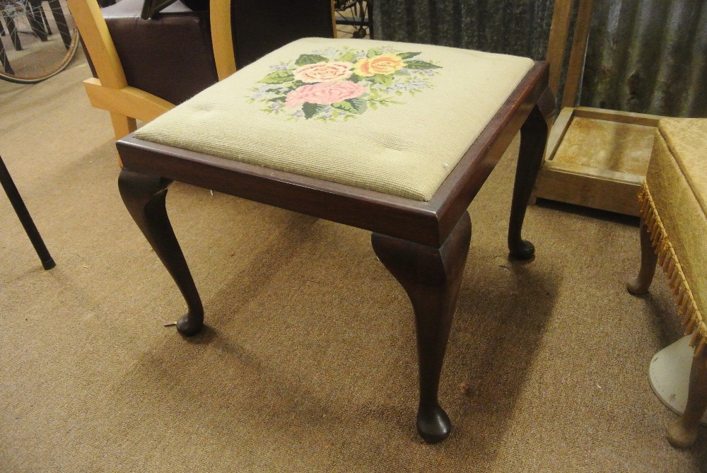 FURNITURE/ HOME - A large Mahogany piano stool with floral tapestry seat.