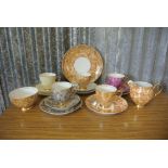 ANTIQUE/ TEACUPS - A collection of 5 cups, a milk jug, a sugar bowl, 4 saucers, 5 side plates & a