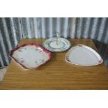 CERAMICS/ VINTAGE - A collection of 3 vintage cake stands/ platters to include a Crown Staffordshire