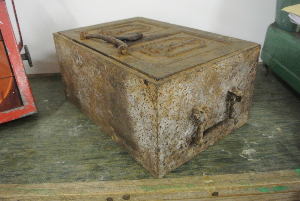 MILITARIA - An original Victorian Military Revenu Strongbox, used to transport wages to the - Image 2 of 3