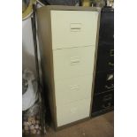 INDUSTRIAL/ OFFICE - A 4 drawer office filing cabinet, complete with key. Measures 131.5x46x63cm.