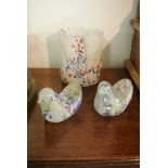 MICHAEL HARRIS - A collection of 3 Isle of Wight glass pieces by Michael Harris, to include a vase &