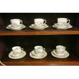 ANTIQUE/ TEACUPS - Collection of 6 matching teacup, saucers & side plate trios by 'Wawel' of