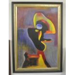 ART - A large modern Impressionist/ Surrealist painting, signed in bottom corner, framed. Measures