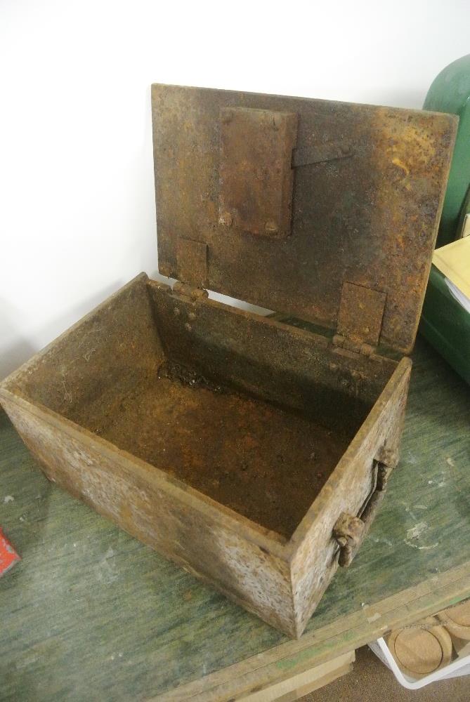 MILITARIA - An original Victorian Military Revenu Strongbox, used to transport wages to the - Image 3 of 3