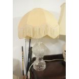 FURNITURE/ HOME - A good quality glass table lamp with pink shade.