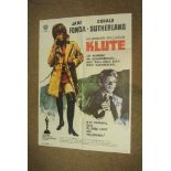 FILM POSTER - A vintage Spanish film poster for the movie 'Klute', starring Jane Fonda & Donald