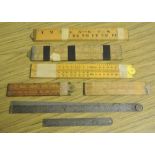 TOOLS - A beautiful selection of 7 vintage folding measures & rulers.