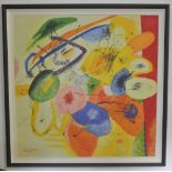 ART - A large & colourful Impressionist/ Modern painting in frame, signed to bottom corner. Measures