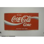 ADVERTISING/ COCA COLA - A retro 1980's screen painted metal Coca Cola sign produced by Gilmore