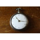 POCKET WATCH - A stunning silver pair cased pocket watch with white enamel dial & Arabic numeral