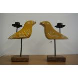 FURNITURE/ HOME - A pair of hand painted yellow bird