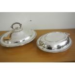 SILVER PLATE - A collection of 2 entrée dishes wit