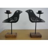 FURNITURE/ HOME - A pair of hand painted black bir