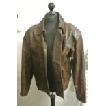 FASHION - A vintage mens brown leather jacket, pro