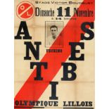 Affiche de la rencontre entre l’Olympique Lillois et le FC Antibes jouée le 11 novembre 1934. Les