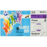 Billet entier de la 1/2 finale de l’Euro 88 entre l’Allemagne et les Pays-Bas le 21 juin. Les