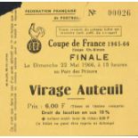 Billet de la finale de la Coupe de France 1966 entre le RC Strasbourg et le FC Nantes. Les alsaciens