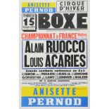 Affiche du Championnat de France des poids Welters entre Louis Acaries et Alain Ruocco le 15