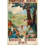 Affiche du Commissariat Général à l’éducation Générale et aux Sports, signée M. Real et datée de