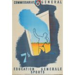 Affiche du Commissariat Général à l’éducation et aux Sports, signée A. Piersat et datée de 1940.