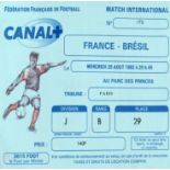 Billet de la rencontre Internationale entre la France et le Brésil le 26 août 1992 au Parc des