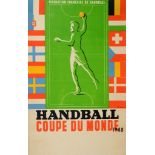 Affiche de la Coupe du Monde de Handball à 11, disputée en France en 1948. La compétition oppose