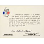 Invitation de Mme Charles Simon pour la finale rejouée de la Coupe de France 1959 entre le Havre
