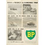Affiche publicitaire des carburants BP, partenaire des vainqueurs du Tour de France Automobile 1960.