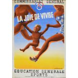 Affiche du Commissariat Général à l’éducation Générale et aux Sports. «La joie de vivre», signée